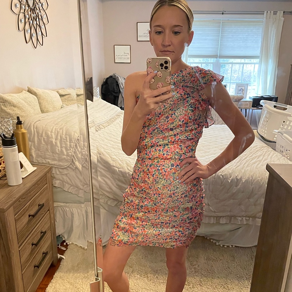 Amanda Uprichard rainbow one shoulder dress-Worn once!